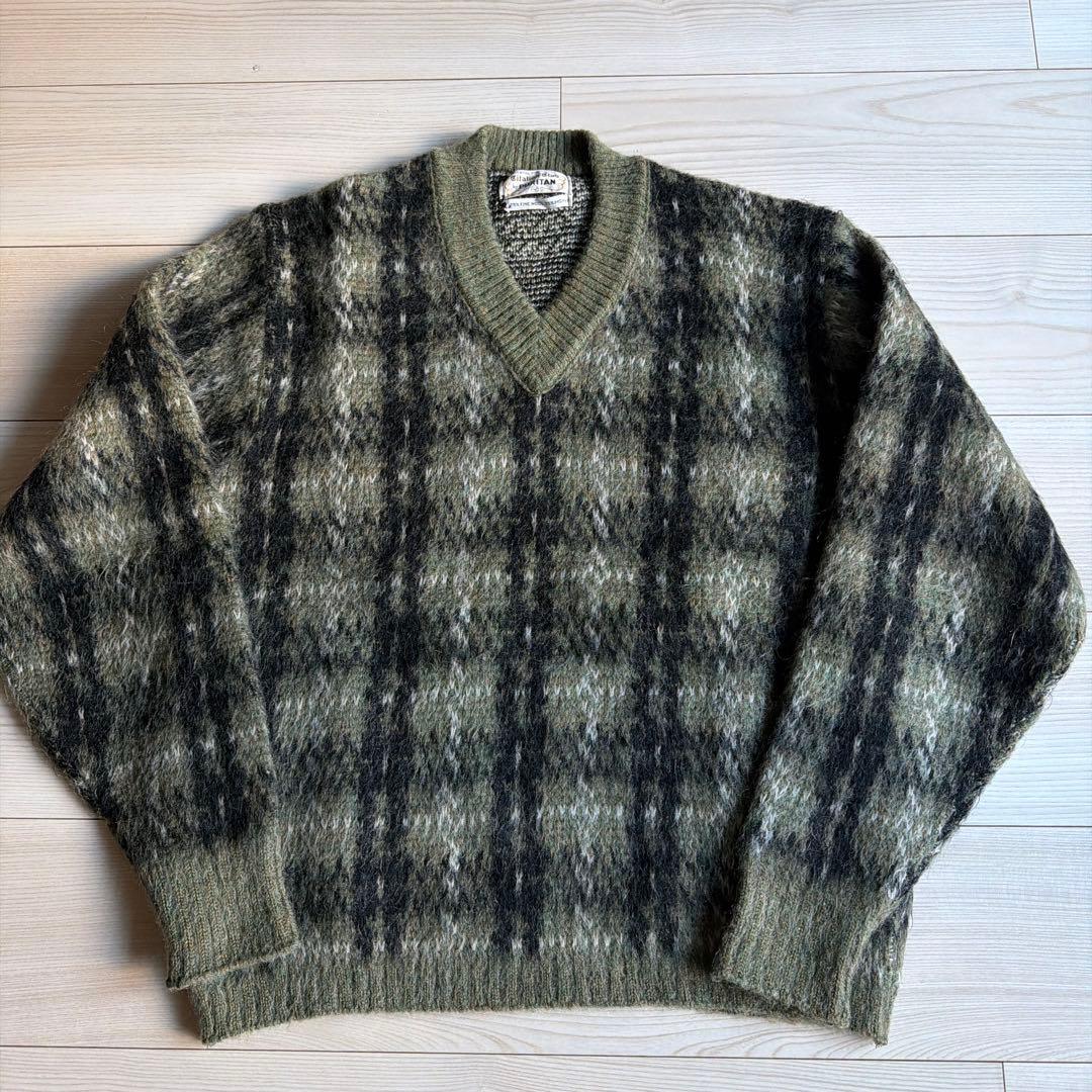 ガ*バ様 極上　希少　60s PURITAN モヘア　セーター チェック柄　L相