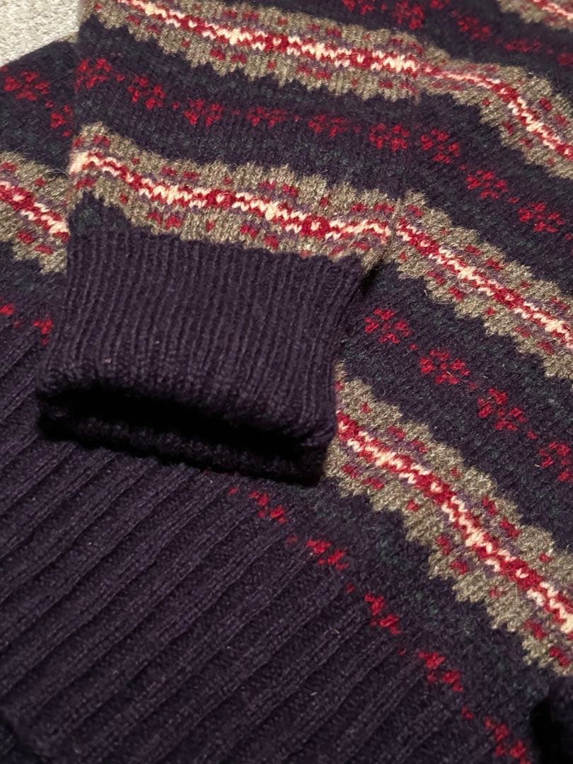 【美品　XL】ポロラルフローレン ハンドニット フェアアイル 紺 ウール 90s