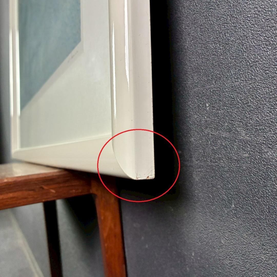 美品 アンドレ・ブーリエ「青いマリーナ」リトグラフ 直筆サイン入 額縁入り