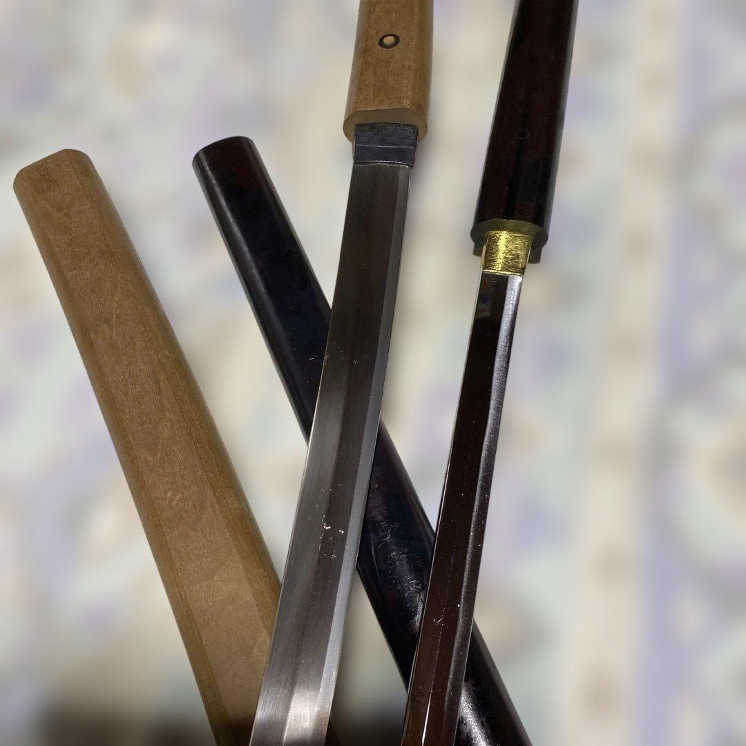 模造刀２本 仕込み杖(刀袋付)と白木鞘大刀
