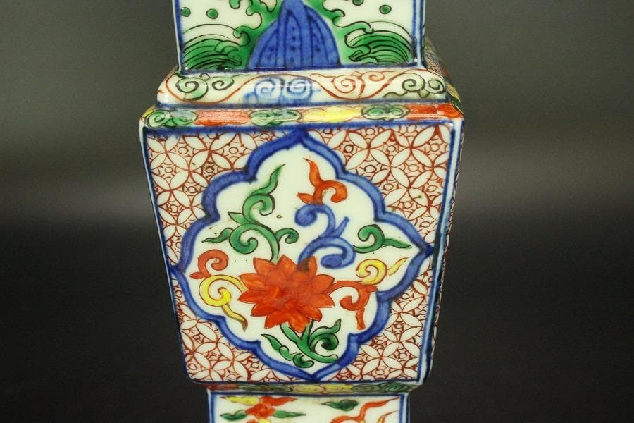 茶道具 唐物 赤絵 龍紋 尊瓶 高31.7cm 中国美術(A925)