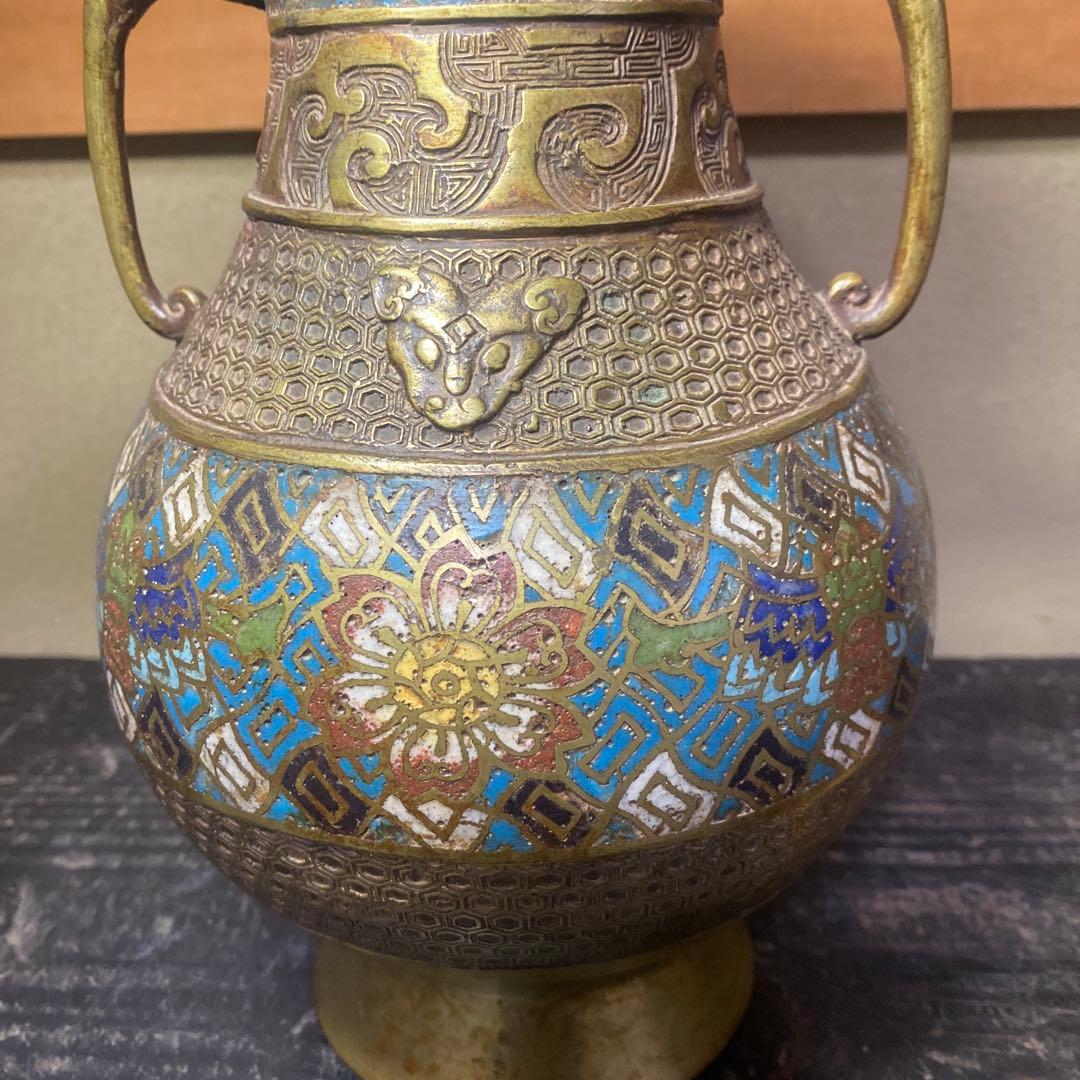 大日本帝国海軍司令部蔵　中国七宝花瓶