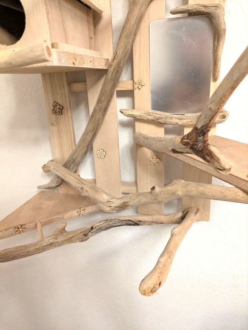 バードアスレチック　流木　壁掛け 止まり木 36バードトイ　バードジム