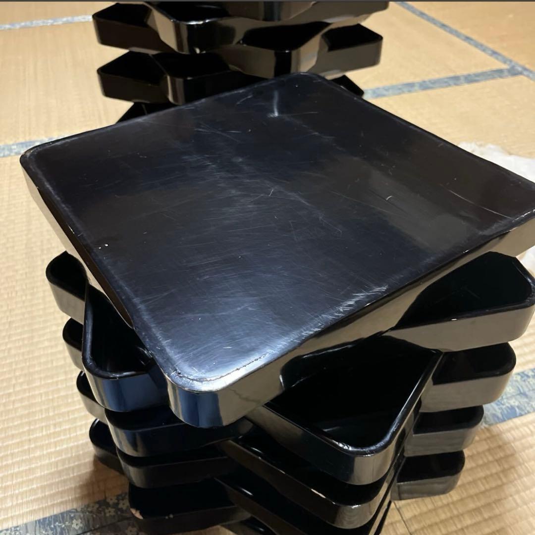 蔵出し品　松竹梅　懐石　漆器盆　会席　沈金？　２０枚　 黒塗 会席膳　奥有馬