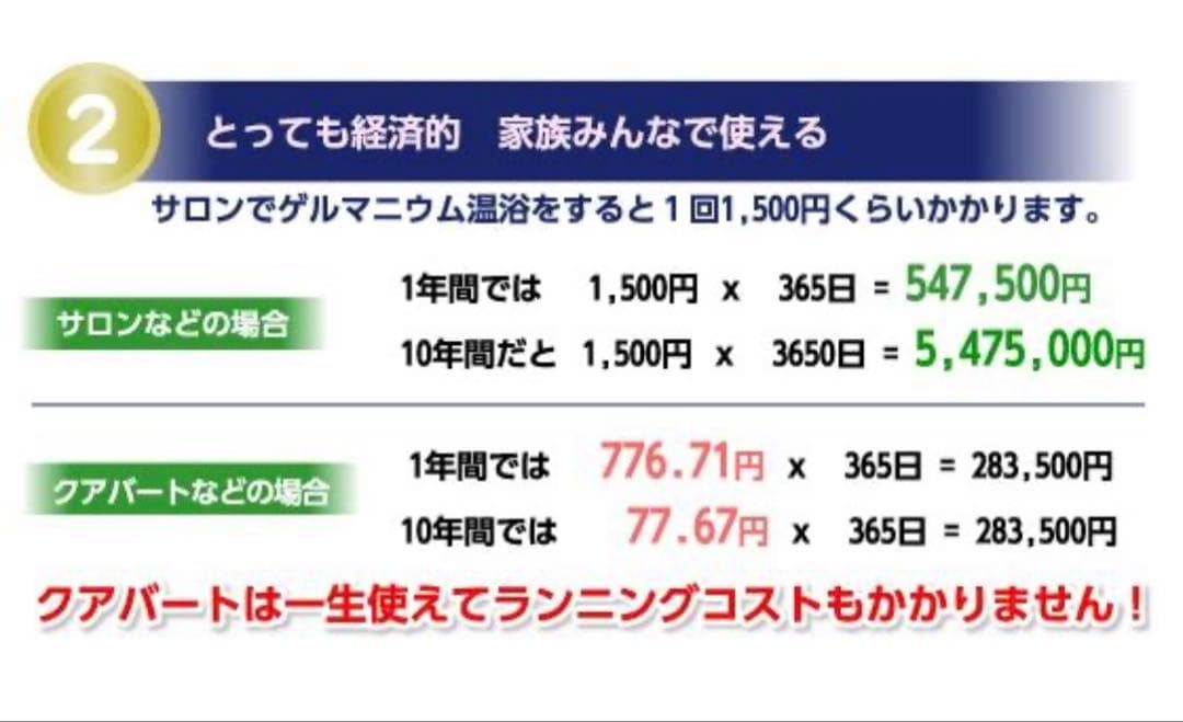 家庭用ゲルマニウム温浴器「クアバート」　定価297000円