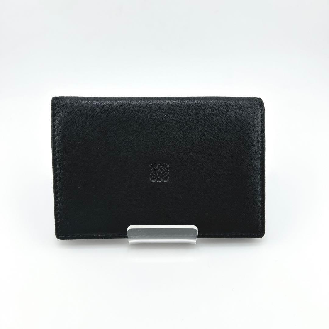 極美品✨　ロエベ　名刺入れ　カードケース　アナグラム　本革　レザー　ビジネス　黒